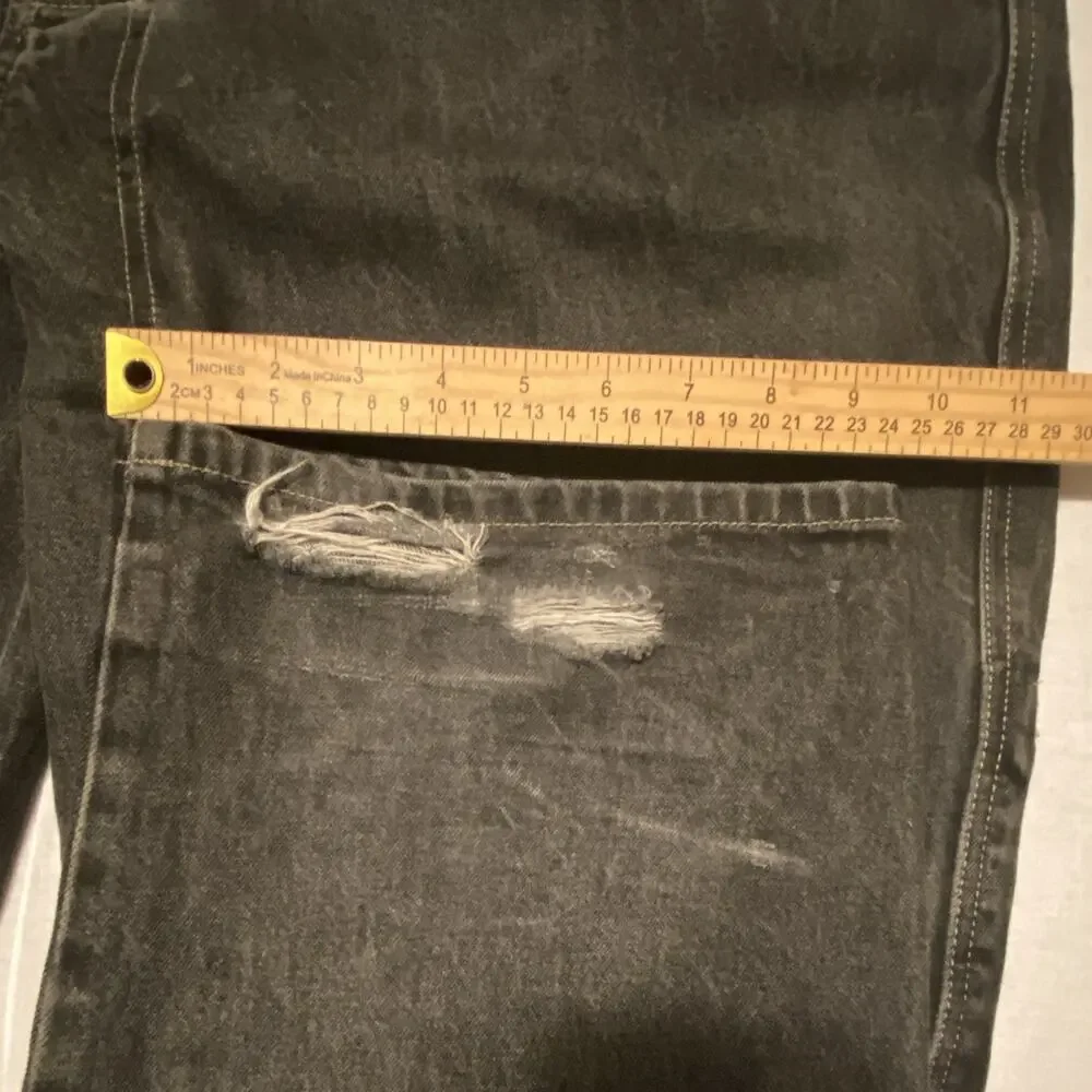 Marithé François Girbaud Men’s Black Wash Denim Straight Jeans Distressed